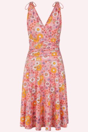 Exklusiv bei Topvintage ~ Grecian Floral Kleid in Rosa/mehrfarbig