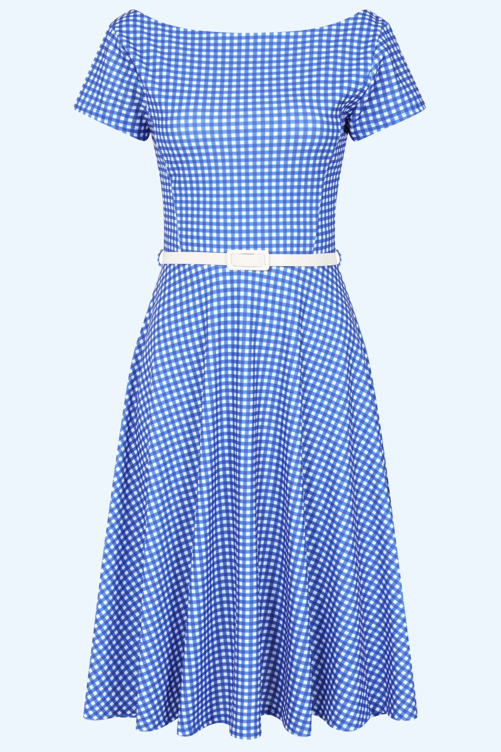 Exklusiv bei Topvintage ~ Julie Vichy-Karo-Swingkleid in Blau-Weiß
