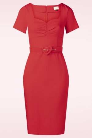 Exklusiv bei Topvintage ~ Kitty Bleistiftkleid in Lippenstiftrot