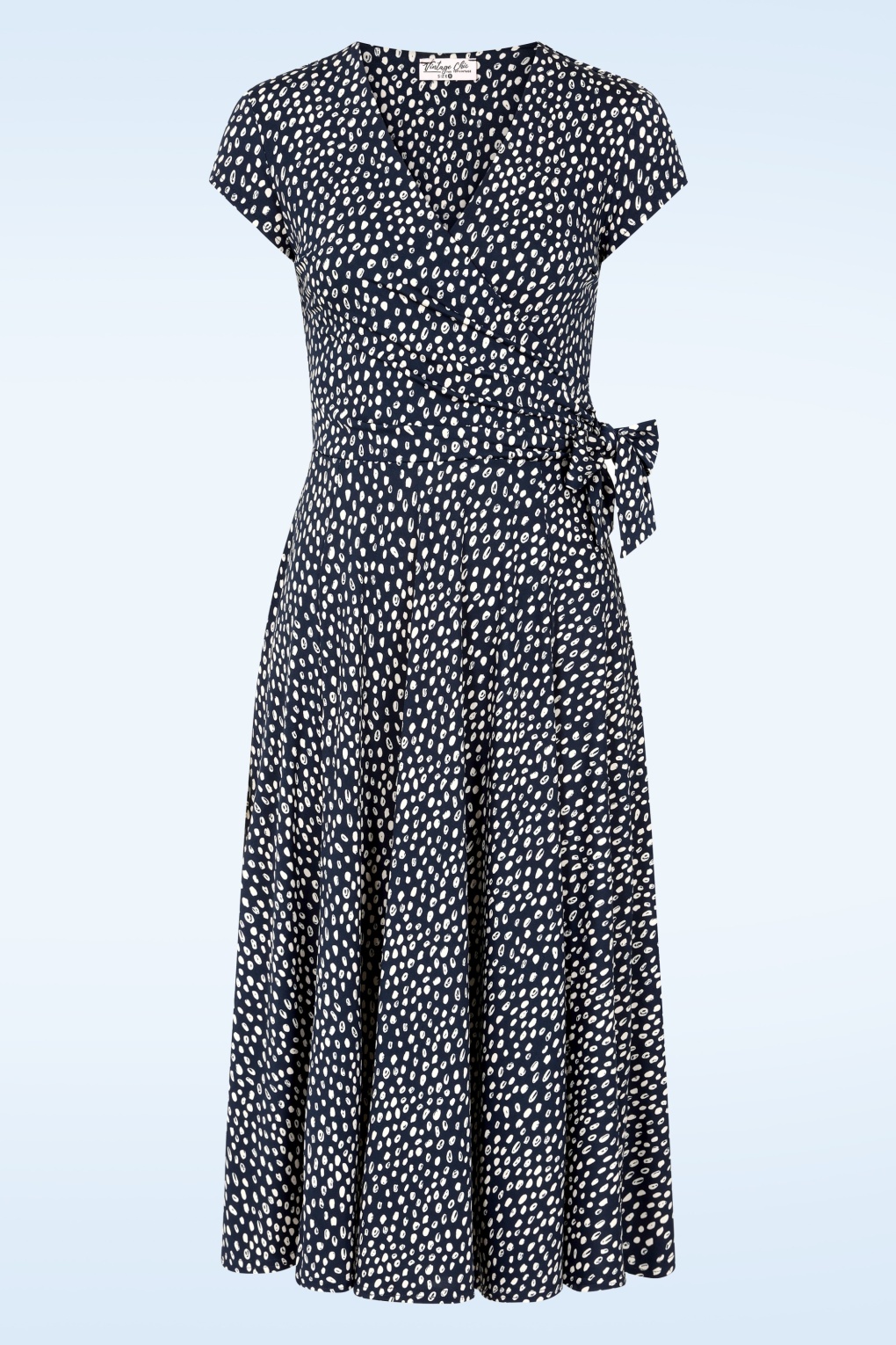 Exklusiv bei Topvintage ~ Layla Crossover-Kleid in Dunkelblau und Wollweiß