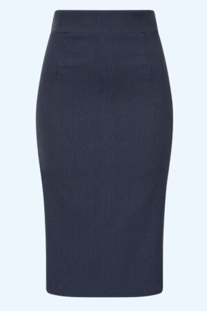 Exklusiv bei Topvintage ~ Loreen Bengaline Denim-Bleistiftrock in Dunkelblau