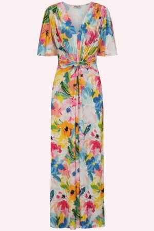 Exklusiv bei Topvintage ~ Raya Aquarel Floral Maxikleid mehrfarbig