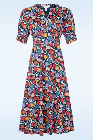 Fenil Empire-Midikleid in Garden Floral Sea Cave
