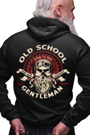 GASOLINE BANDIT® Kapuzensweatjacke für Motorradfahrer und Oldtimer Fans: Old School Gentleman