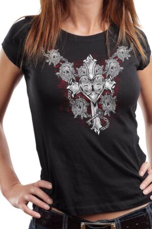 GASOLINE BANDIT® T-Shirt Damen Lady Biker Shirt: Heartlock