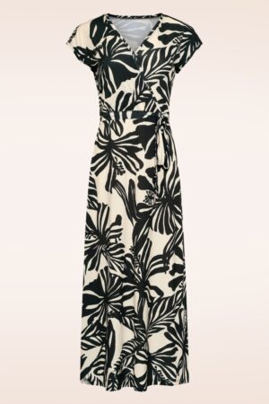 Graphic Groove Midaxi-Kleid in Wollweiß und Schwarz