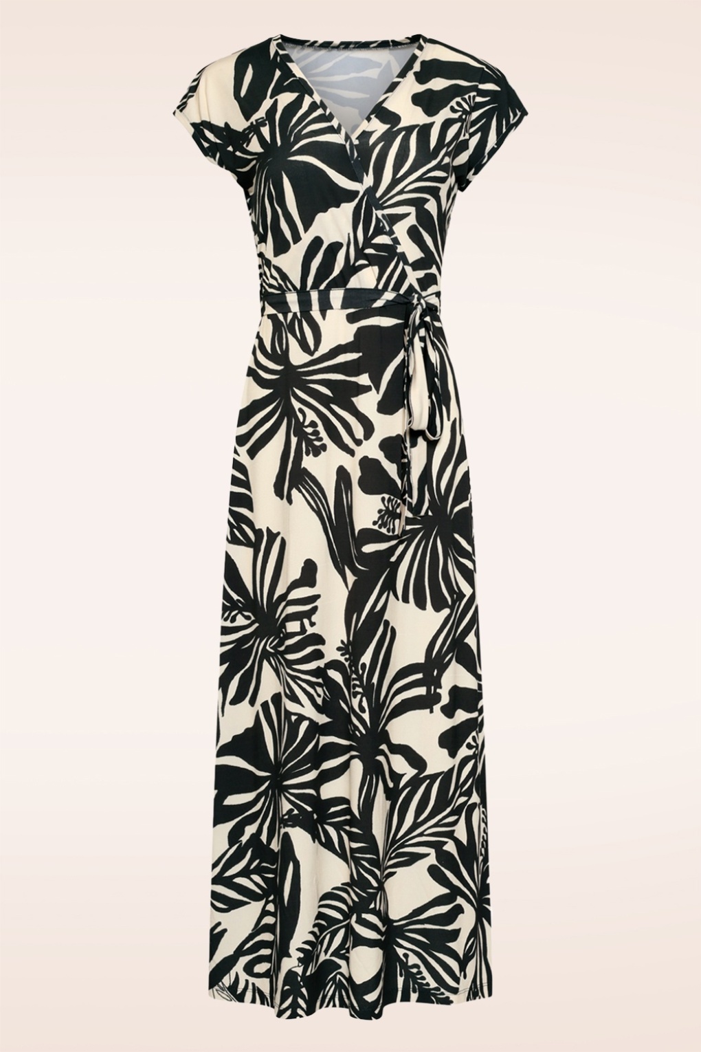 Graphic Groove Midaxi-Kleid in Wollweiß und Schwarz