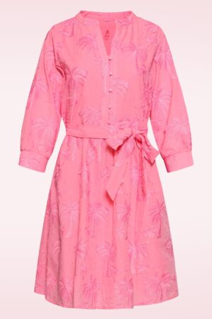 Isla Palm Besticktes Baumwollkleid in Rosa
