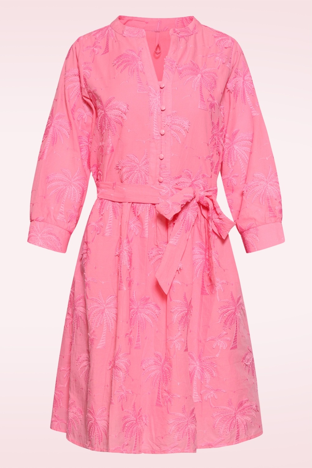Isla Palm Besticktes Baumwollkleid in Rosa