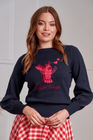 Joy Lobster Strickpullover in Marineblau