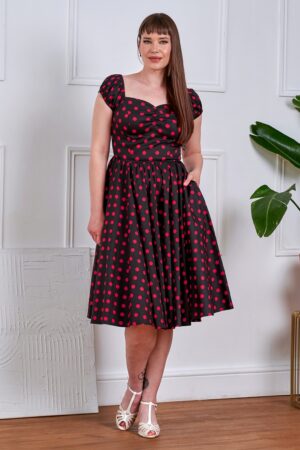 Marilyn Gepunktetes Kleid in Schwarz