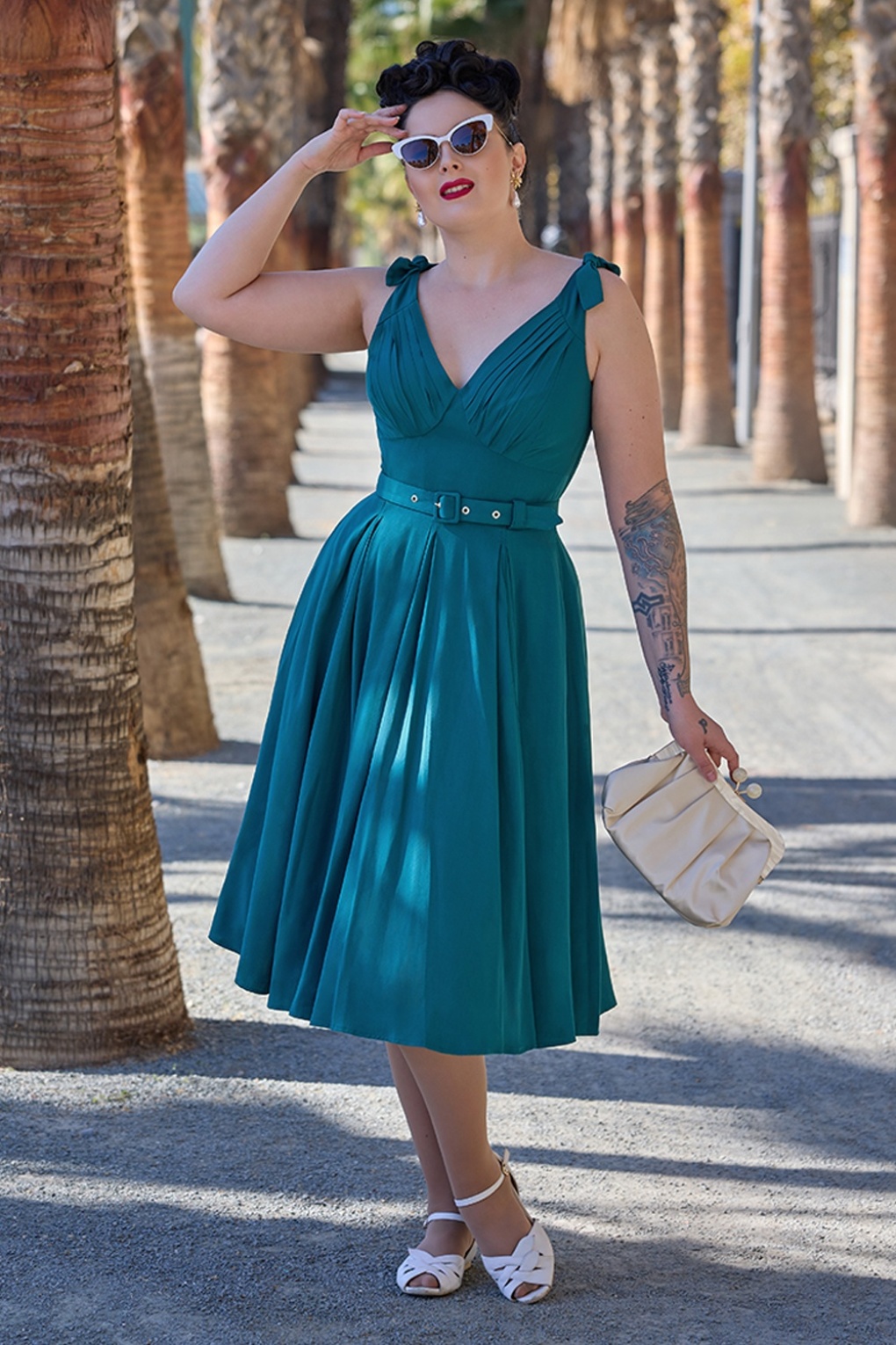 Marissa Kat Swingkleid in Petrol