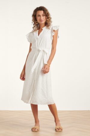 Ophelia Broderie Anglaise Baumwollkleid in Weiß