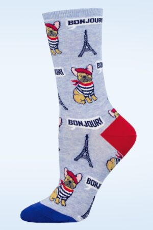 Paris Frenchie Socken in Blau