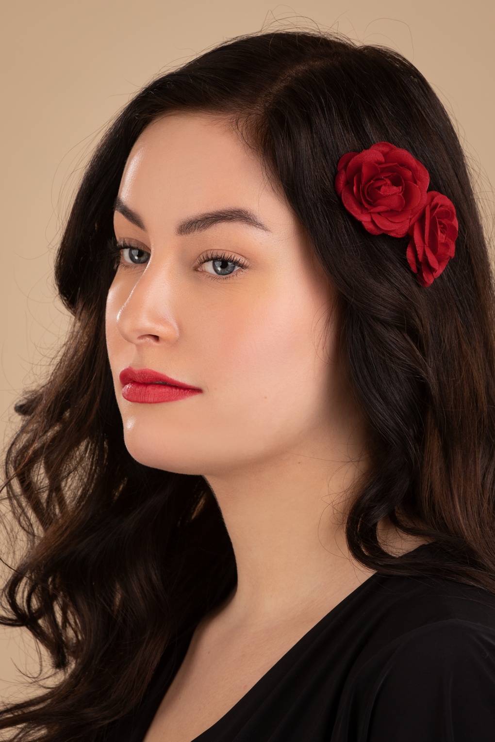 Pin-up-Blumenhaarspangen in Rot