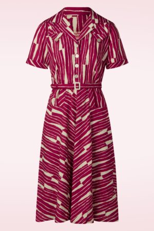 Polly Santa Monica Kleid in Himbeerrot und Wollweiß