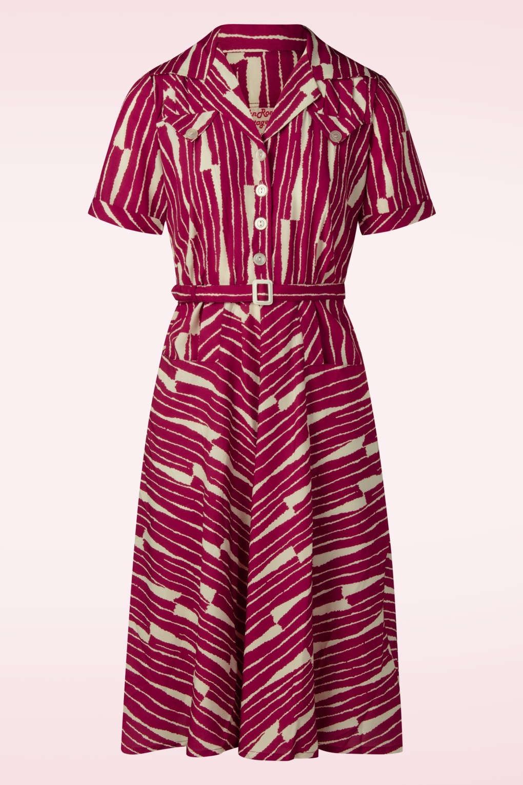 Polly Santa Monica Kleid in Himbeerrot und Wollweiß