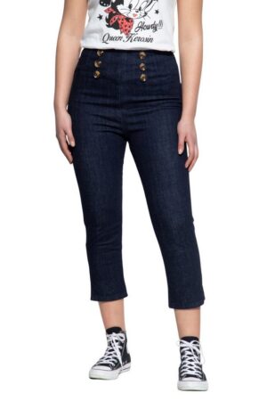 QueenKerosin Slim-fit-Jeans (1-tlg) Beinabschlüsse mit Schlitz