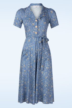 Revers Antibes Midikleid in Blau