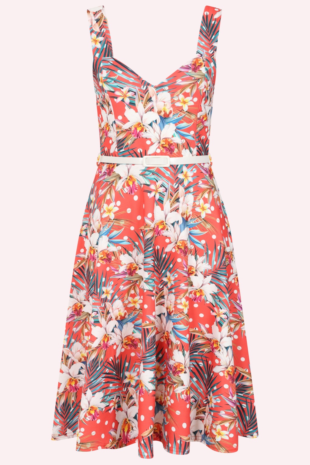 Topvintage Exclusive ~ Rita Tropical Swing Kleid in Koralle