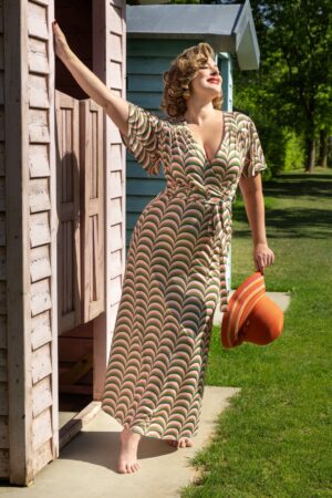 Topvintage exclusive ~ Tammy Retro Maxikleid in Braun und Multi