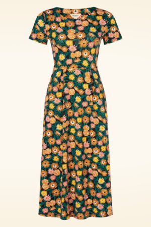Veronica Baumwollkleid in Marigold Meadow Inkwell