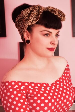Vintage Retro Haarschal mit Leopardenmuster