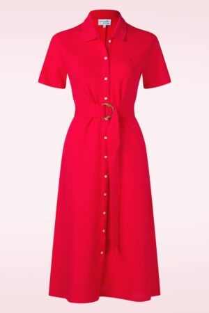 Vivienne Polo Baumwoll-Midikleid in Tomatenrot