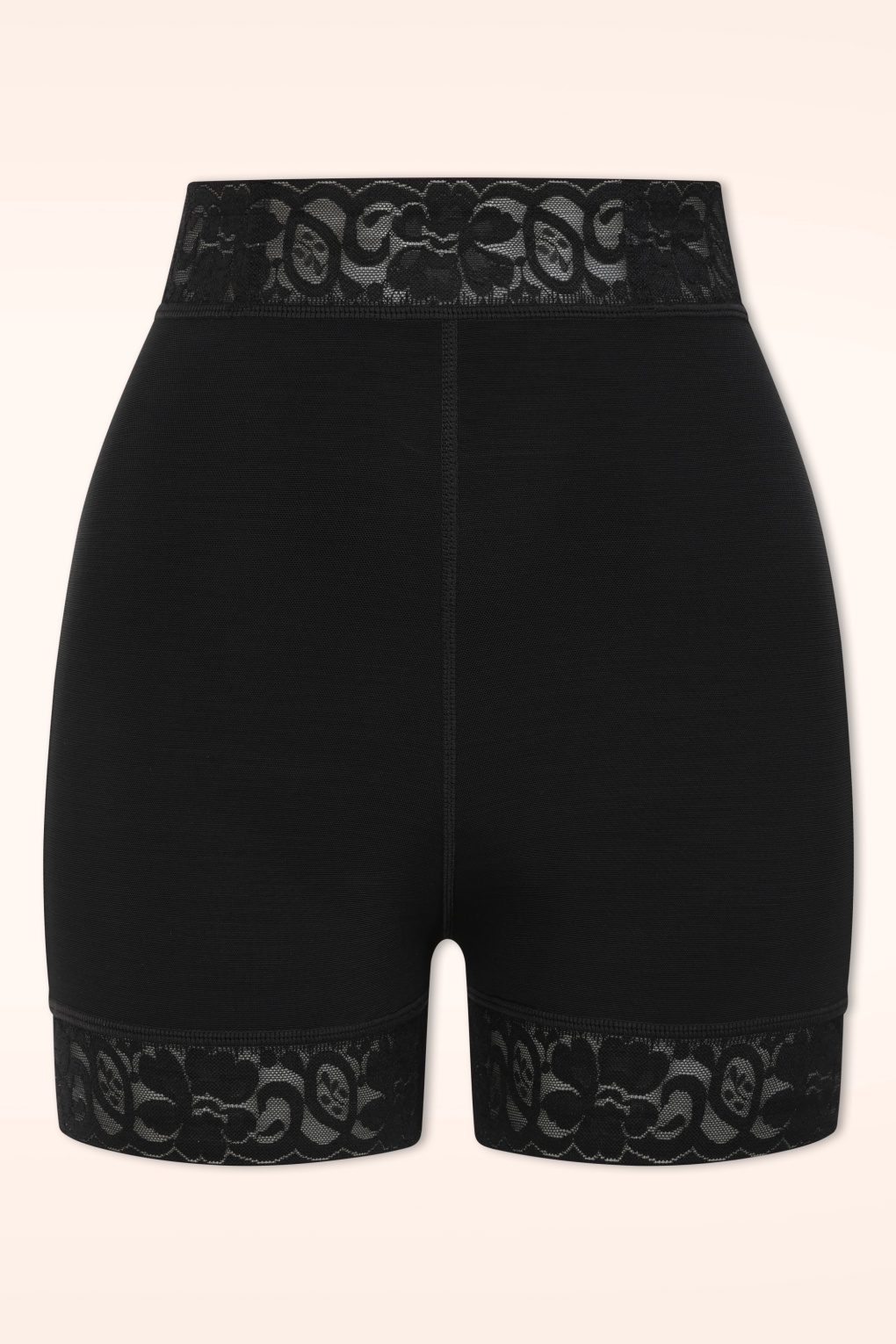 Exklusiv bei Topvintage ~ Belle Form Hoch geschnittene Spitzen-Miedershorts in Schwarz