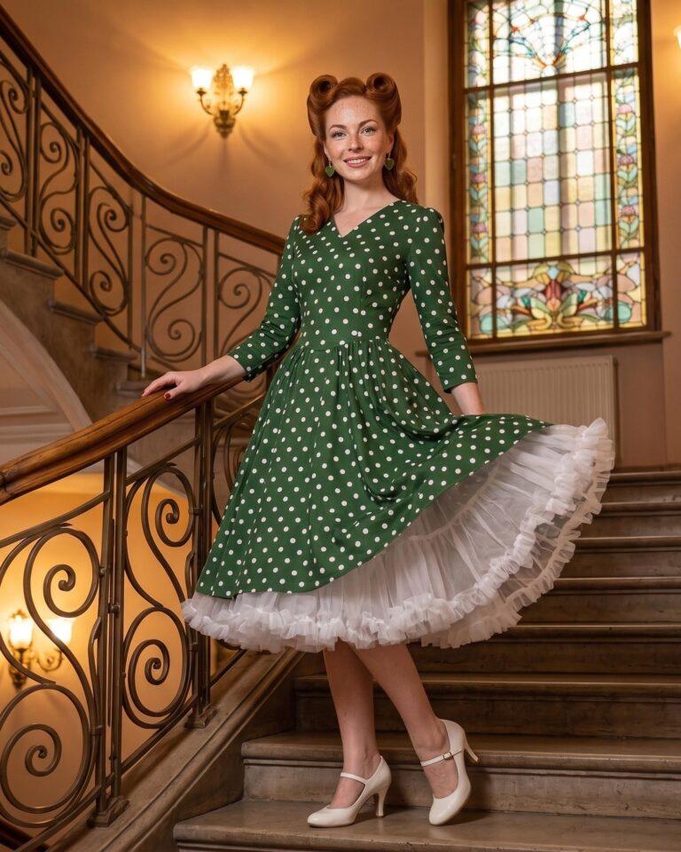 Swing durch die Eleganz – Polka-Dot-Kleid mit Petticoat