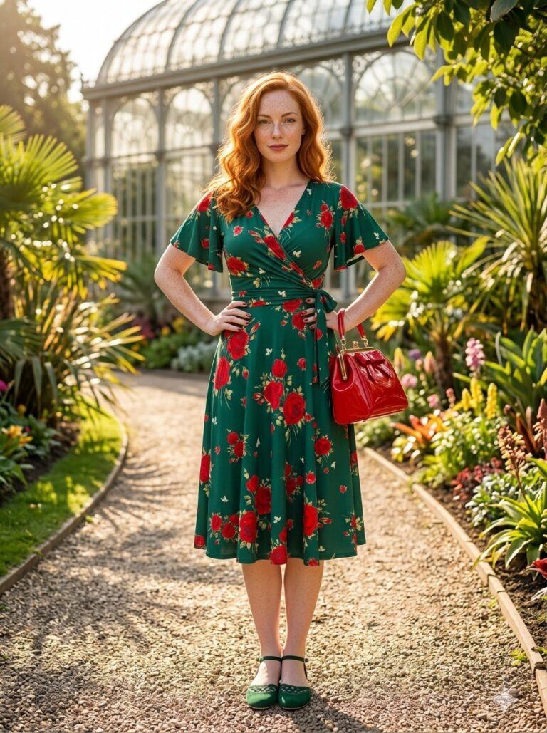 Sonntagszauber im Botanischen Garten: Florale Fifties-Eleganz & Zeitlose Silhouetten