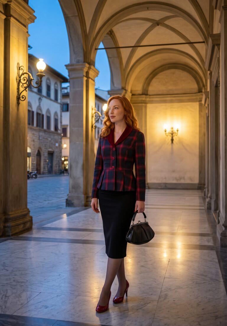 Florentinischer Film-Noir-Glamour: Die Kunst der 50er-Silhouette zur Blauen Stunde